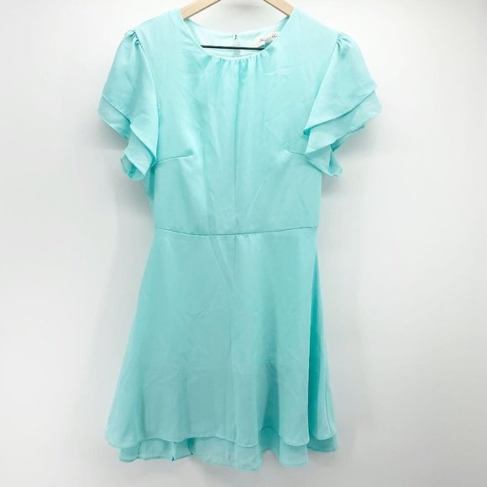 She + Sky Ruffle Shoulder Dress - Picture 2 of 6